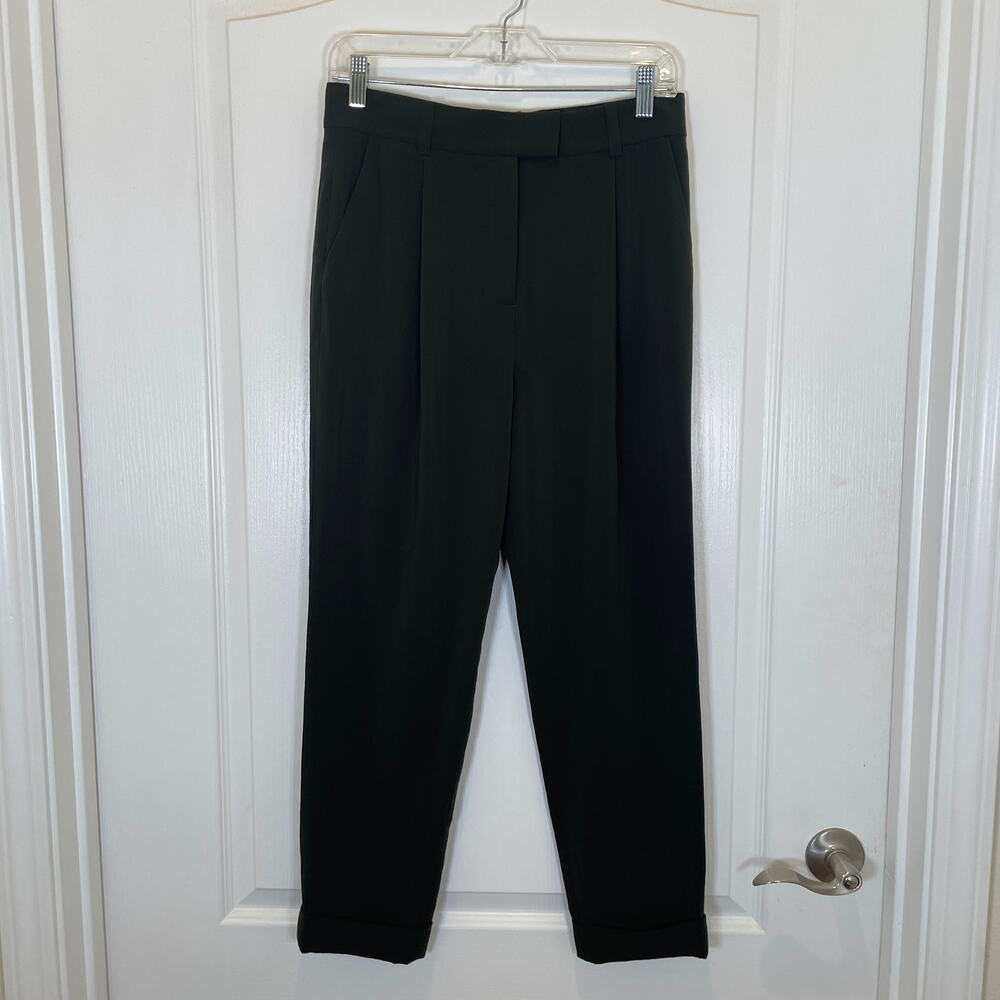 COS Tapered Trousers‎ Forest Green Pant Cuffed Hem High Rise Career Corpcore 4